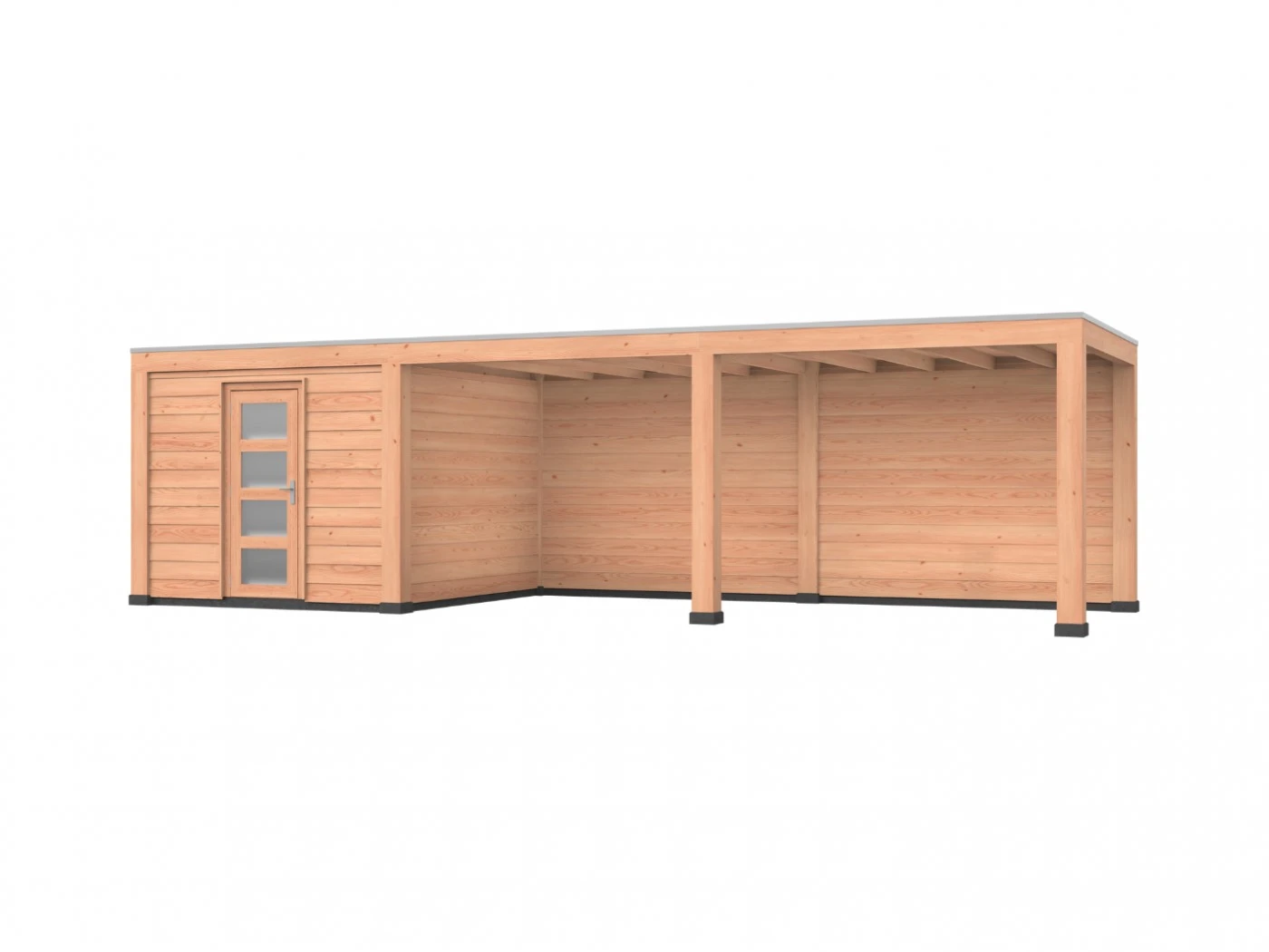 Douglas overkapping, 900 x 300, met achterwand en schuur, Westwood Robuust - Afbeelding 1